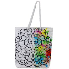 Brain Mind Psychology Idea Drawing Full Print Rope Handle Tote (large) by Wegoenart