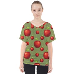 Apples V-neck Dolman Drape Top by nateshop