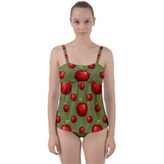 Apples Twist Front Tankini Set