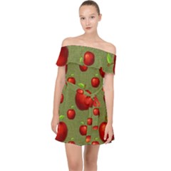 Apples Off Shoulder Chiffon Dress by nateshop