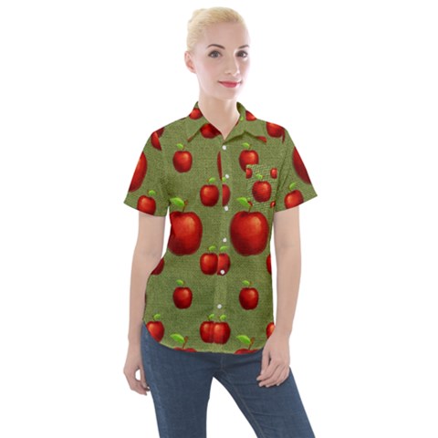 Apples Women s Short Sleeve Pocket Shirt by nateshop