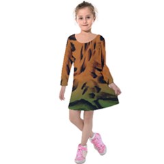 Background-011 Kids  Long Sleeve Velvet Dress by nateshop