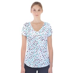 Background-022 Short Sleeve Front Detail Top by nateshop