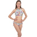 Flowers Cross Front Halter Bikini Set View1