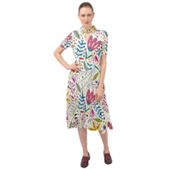 Flowers Keyhole Neckline Chiffon Dress by nateshop