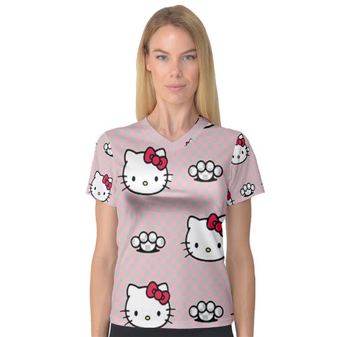 Hello Kitty V-neck Sport Mesh Tee by nateshop