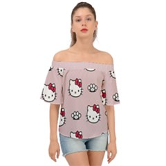 Hello Kitty Off Shoulder Short Sleeve Top by nateshop