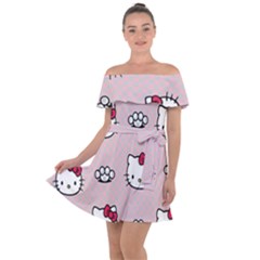 Hello Kitty Off Shoulder Velour Dress by nateshop
