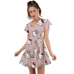 Hello Kitty Flutter Sleeve Wrap Dress by nateshop