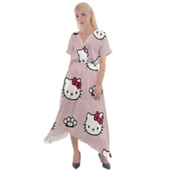 Hello Kitty Cross Front Sharkbite Hem Maxi Dress by nateshop