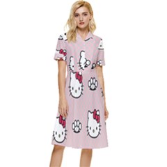 Hello Kitty Button Top Knee Length Dress by nateshop