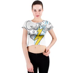 Storm Thunder Lightning Light Flash Cloud Crew Neck Crop Top by danenraven