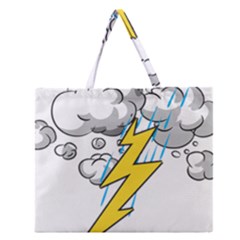 Storm Thunder Lightning Light Flash Cloud Zipper Large Tote Bag by danenraven