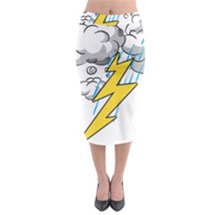 Storm Thunder Lightning Light Flash Cloud Midi Pencil Skirt by danenraven