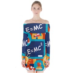 Natural Science Physics Laboratory Formula Long Sleeve Off Shoulder Dress