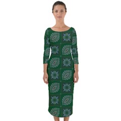 Batik-05 Quarter Sleeve Midi Bodycon Dress by nateshop