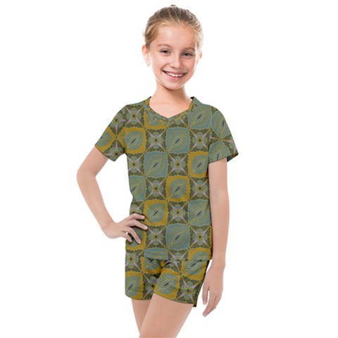 Batik-tradisional-01 Kids  Mesh Tee And Shorts Set by nateshop