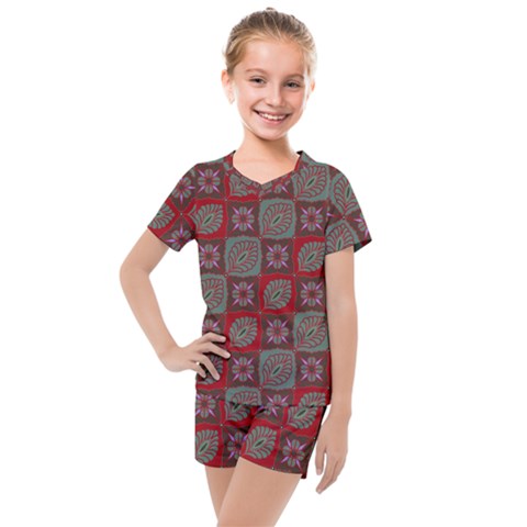 Batik-tradisional-02 Kids  Mesh Tee And Shorts Set by nateshop