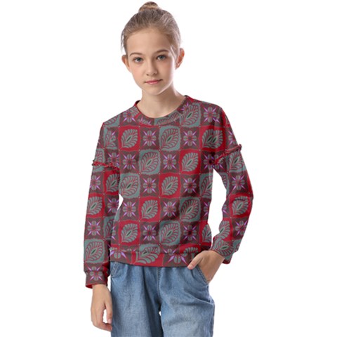 Batik-tradisional-02 Kids  Long Sleeve Tee With Frill  by nateshop