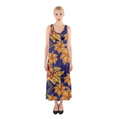 Seamless-pattern Floral Batik-vector Sleeveless Maxi Dress