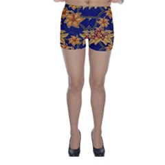 Seamless-pattern Floral Batik-vector Skinny Shorts by nateshop