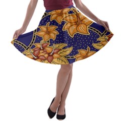 Seamless-pattern Floral Batik-vector A-line Skater Skirt