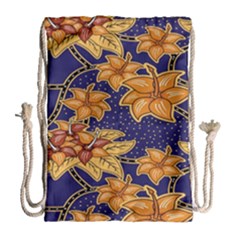 Seamless-pattern Floral Batik-vector Drawstring Bag (large)