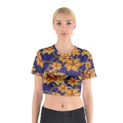 Seamless-pattern Floral Batik-vector Cotton Crop Top