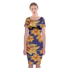 Seamless-pattern Floral Batik-vector Classic Short Sleeve Midi Dress