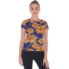 Seamless-pattern Floral Batik-vector Short Sleeve Sports Top  by nateshop