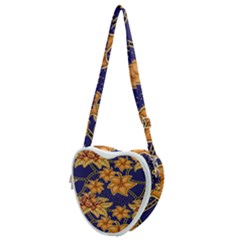 Seamless-pattern Floral Batik-vector Heart Shoulder Bag by nateshop