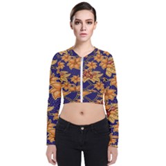 Seamless-pattern Floral Batik-vector Long Sleeve Zip Up Bomber Jacket