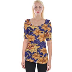 Seamless-pattern Floral Batik-vector Wide Neckline Tee