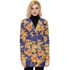 Seamless-pattern Floral Batik-vector Button Up Hooded Coat 