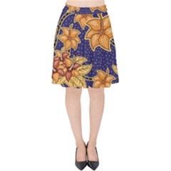 Seamless-pattern Floral Batik-vector Velvet High Waist Skirt by nateshop