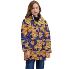 Seamless-pattern Floral Batik-vector Kid s Hooded Longline Puffer Jacket