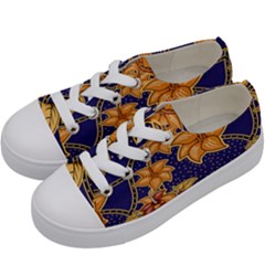 Seamless-pattern Floral Batik-vector Kids  Low Top Canvas Sneakers