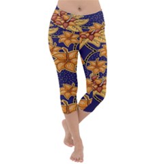 Seamless-pattern Floral Batik-vector Lightweight Velour Capri Yoga Leggings