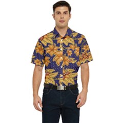 Seamless-pattern Floral Batik-vector Men s Short Sleeve Pocket Shirt  by nateshop