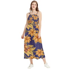 Seamless-pattern Floral Batik-vector Boho Sleeveless Summer Dress