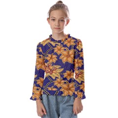 Seamless-pattern Floral Batik-vector Kids  Frill Detail Tee