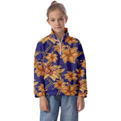 Seamless-pattern Floral Batik-vector Kids  Half Zip Hoodie by nateshop