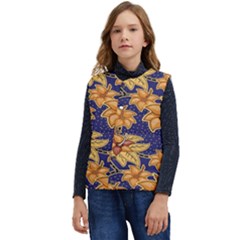 Seamless-pattern Floral Batik-vector Kid s Short Button Up Puffer Vest	