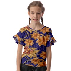 Seamless-pattern Floral Batik-vector Kids  Cut Out Flutter Sleeves by nateshop