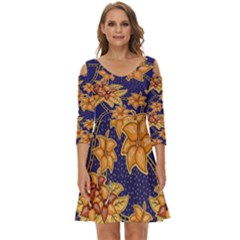 Seamless-pattern Floral Batik-vector Shoulder Cut Out Zip Up Dress by nateshop