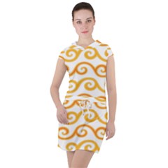 Seamless-pattern-ibatik-luxury-style-vector Drawstring Hooded Dress by nateshop