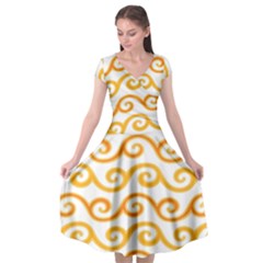 Seamless-pattern-ibatik-luxury-style-vector Cap Sleeve Wrap Front Dress by nateshop
