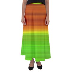 Orange And Green Blur Abstract Print Flared Maxi Skirt by dflcprintsclothing