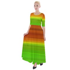Orange And Green Blur Abstract Print Half Sleeves Maxi Dress by dflcprintsclothing