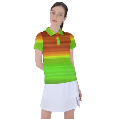 Orange And Green Blur Abstract Print Women s Polo Tee by dflcprintsclothing